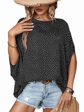 Office Look DOLMAN SLEEVE POLKA DOT CHIFFON BLOUSE
