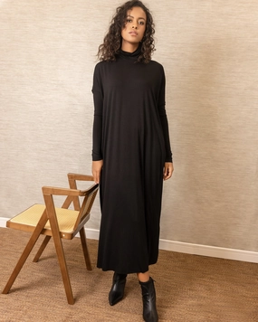 Timeless Fit Dolman Turtleneck Dress | Black