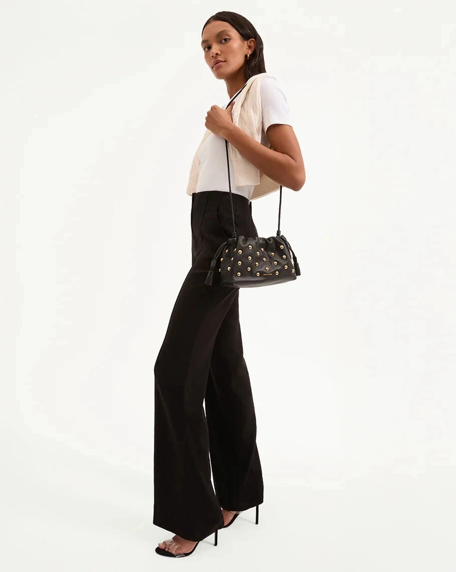 Komi Stretch-Linen Pant Black Flexible Fabric Stretch Panels