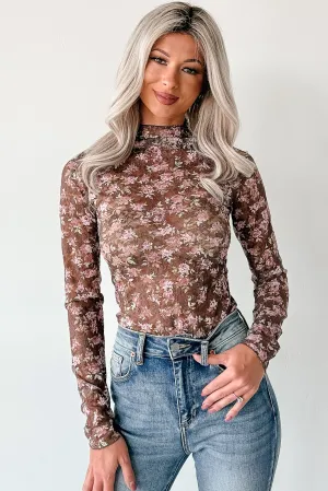 Gentle Spark Floral Lace Long Sleeve (Chocolate Floral) Elasticated Hem
