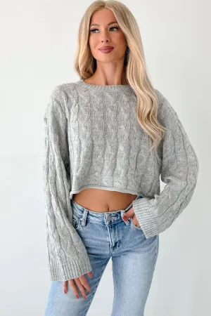 Time For Me Cable Knit Crop Sweater (Silver Grey) NoSlip Grip