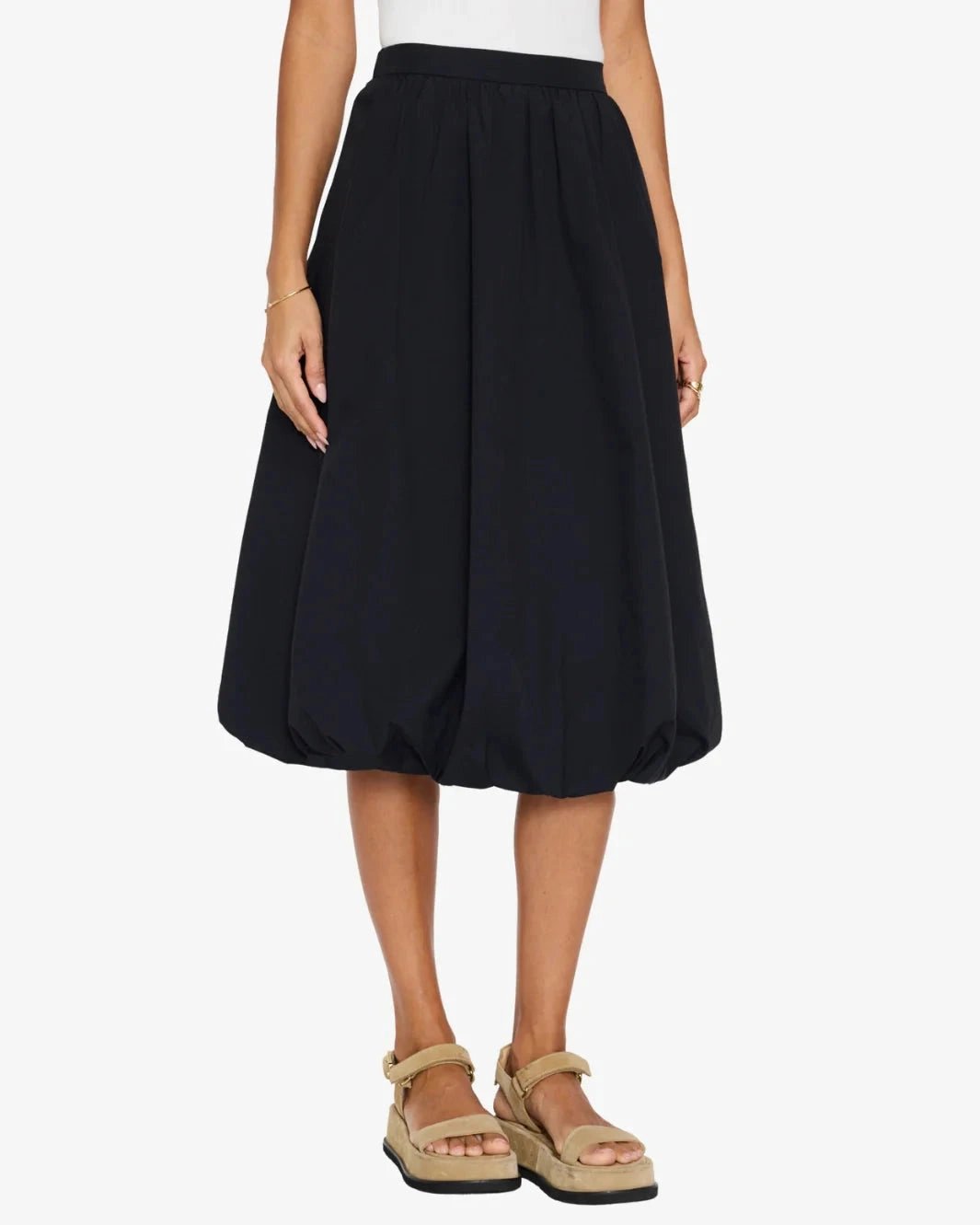 Loti Bubble Skirt Black Onyx Glossy Texture Sleek Vibe