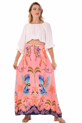 Maxine Skirt Skirt Long / Pink Parrot Design Detail