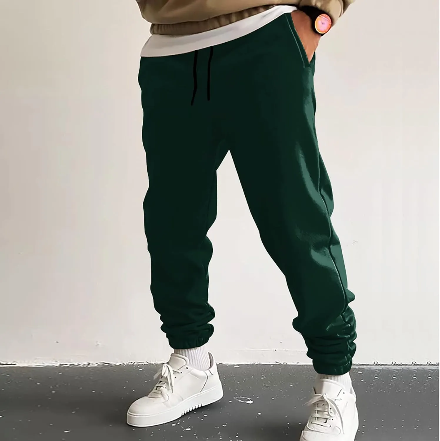 Drawstring Joggers for Men Baggy Comfy Cotton Jogger Pants Casual Stretch Lightweight Outdoor Workout Pants w/Pockets
