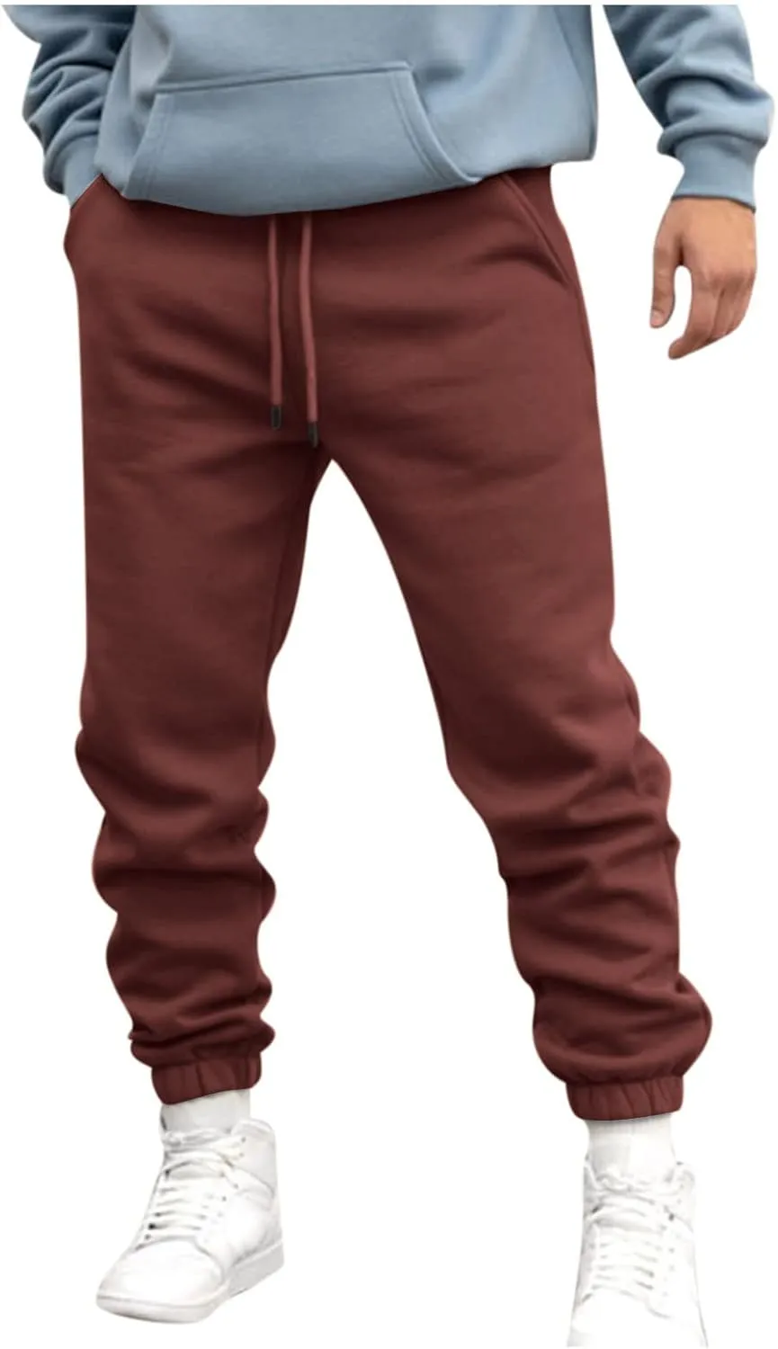 Drawstring Joggers for Men Baggy Comfy Cotton Jogger Pants Casual Stretch Lightweight Outdoor Workout Pants w/Pockets