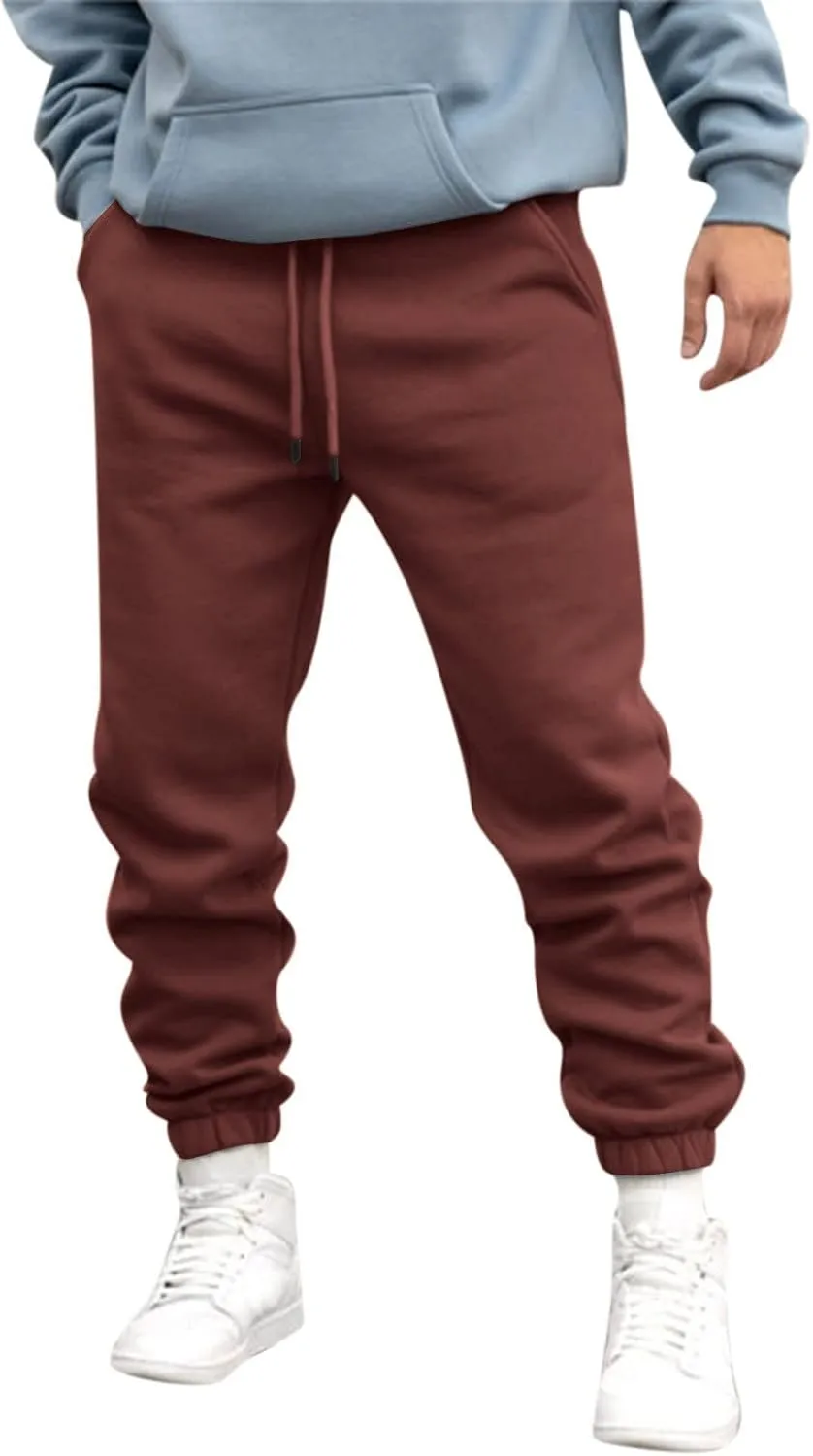 Drawstring Joggers for Men Baggy Comfy Cotton Jogger Pants Casual Stretch Lightweight Outdoor Workout Pants w/Pockets