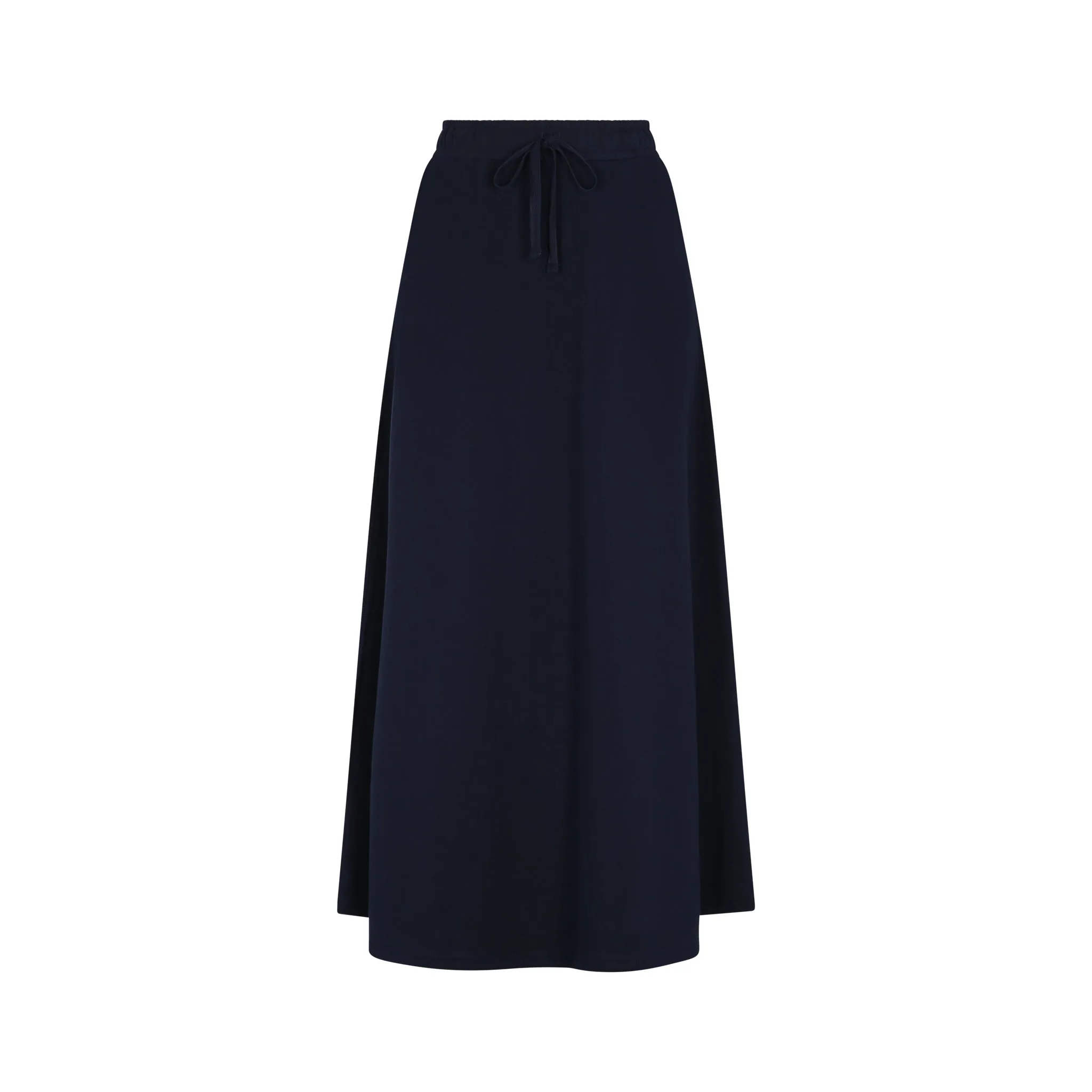 Drawstring Waist Jersey Midi Skirt