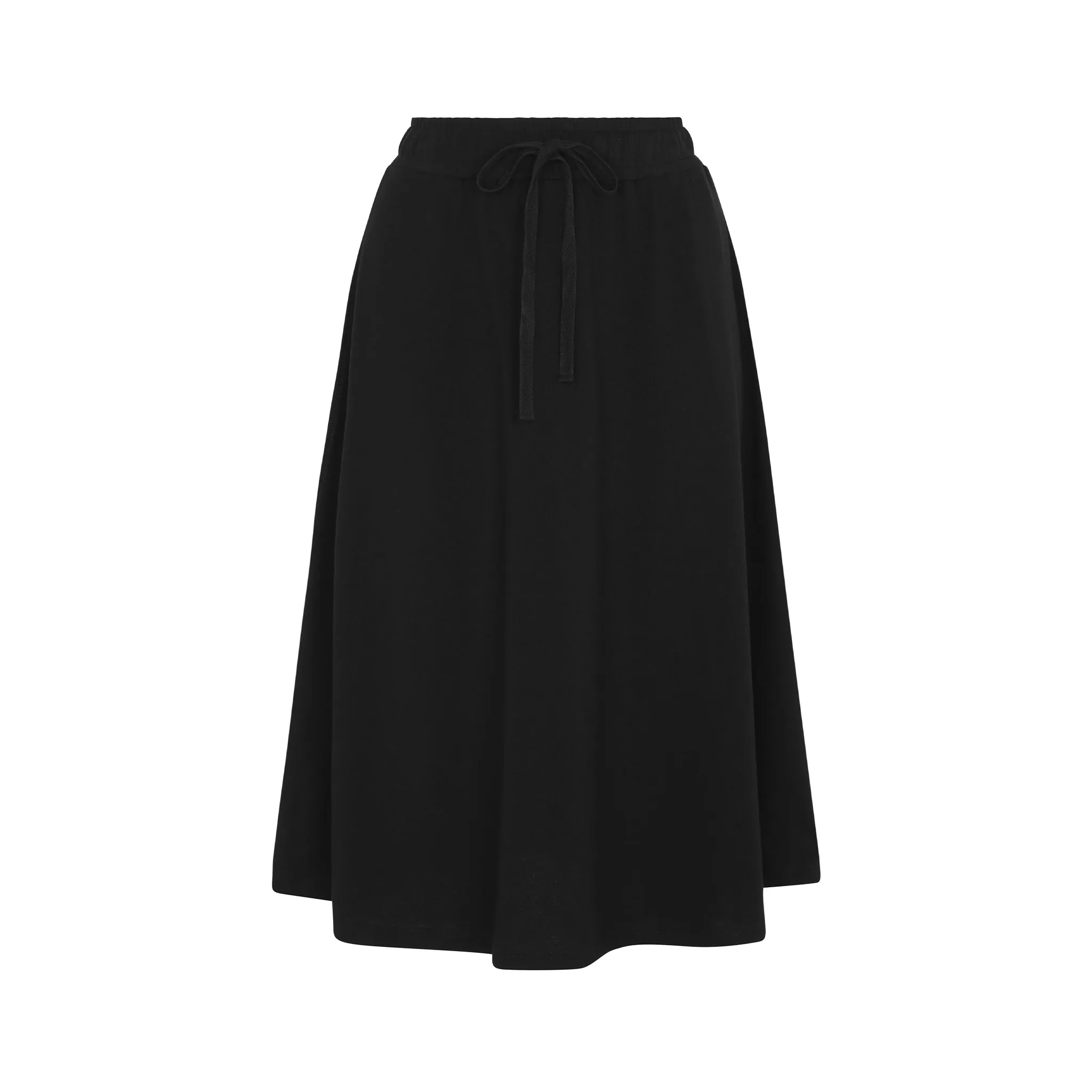 Drawstring Waist Jersey Midi Skirt