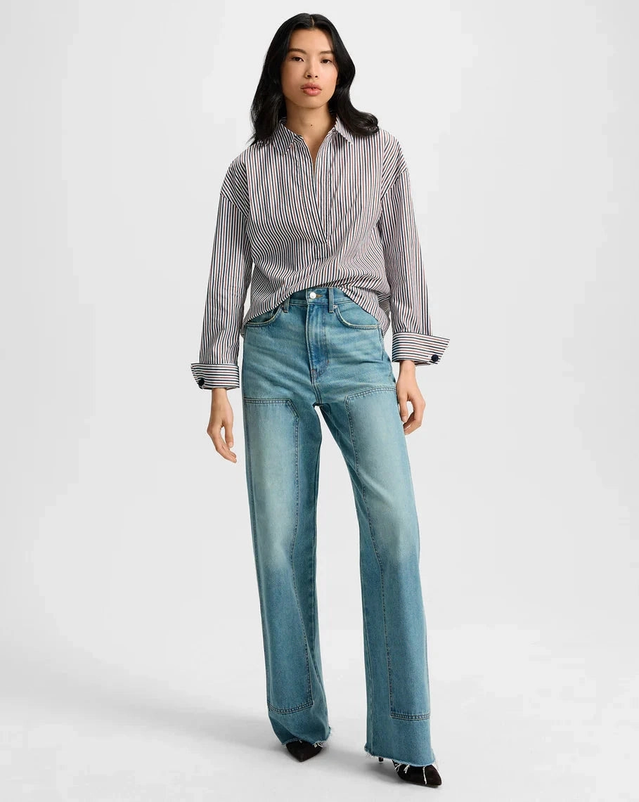 Draymond Shirt Navy/Brandy Multi RibbedHemline WeightedHem