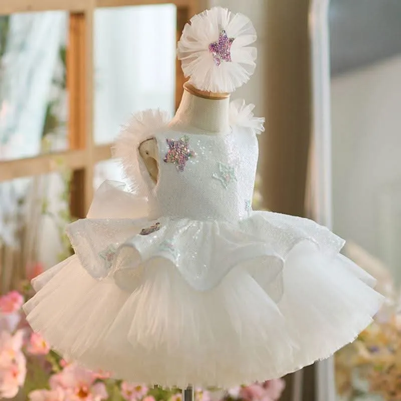 Dreamy Star Princess Dress Sparkling Sequin Tulle Dress Colorful Star Girl's Dress