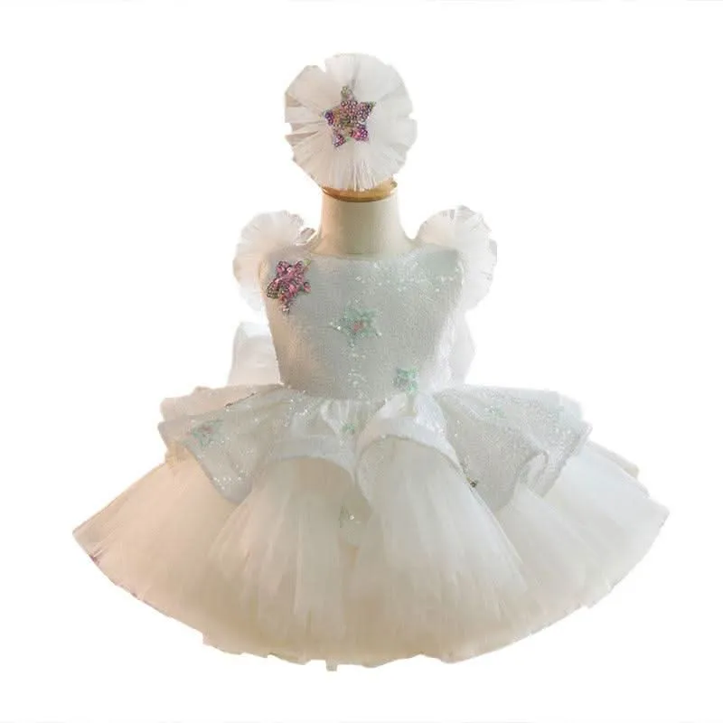 Dreamy Star Princess Dress Sparkling Sequin Tulle Dress Colorful Star Girl's Dress