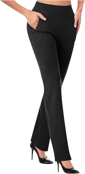 Dress Pants for Women Slip Straight Leg Trousers Solid Color High Waisted Flare Pants Work Office Formal Pants