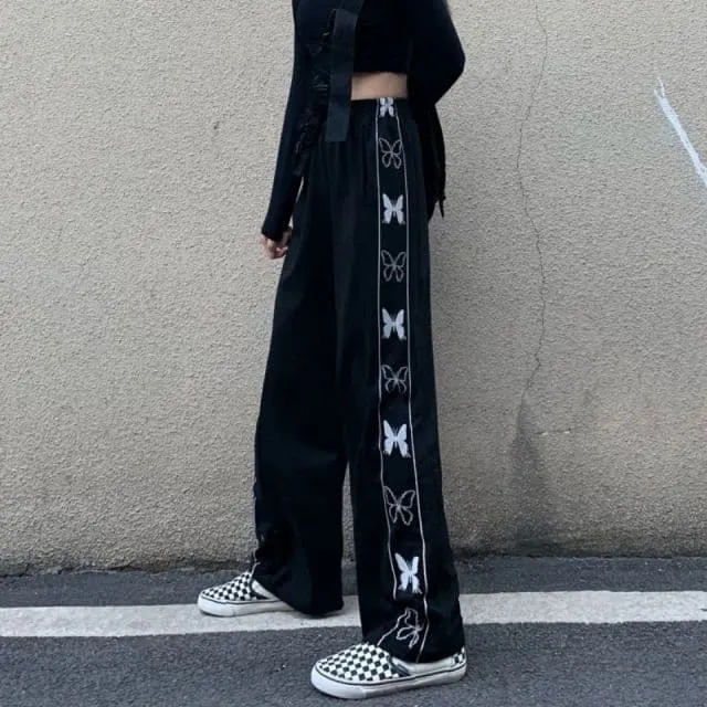 DressBetty - Tie-dyed High-waist Casual Pants for Female Students Loose Fried Street  Slim Straight Wide-leg  Tide Sports