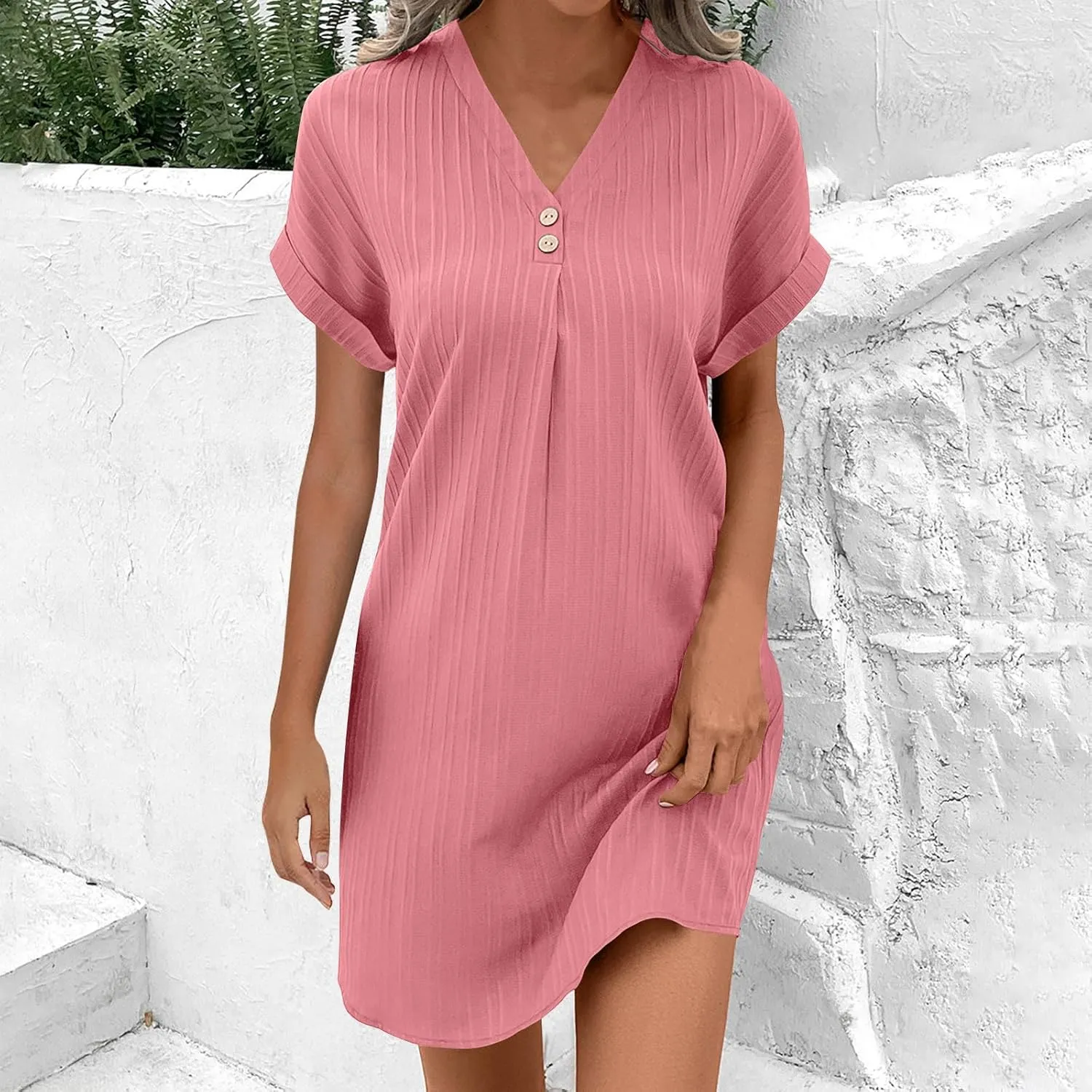 Dresses for Women Trendy Summer Short Sleeve Boho Travel Dresses Beach Wear Party Maxi Spring Vacation Dress