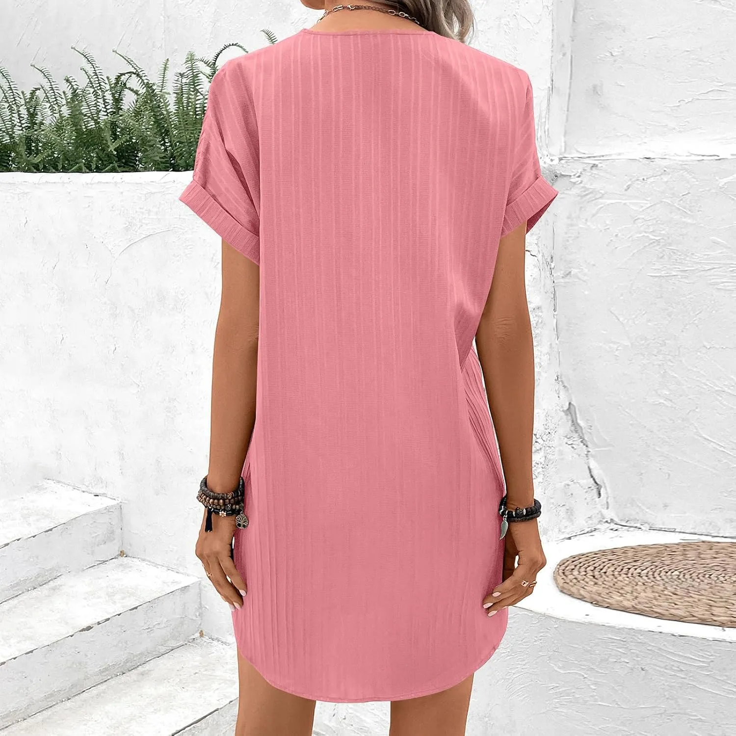 Dresses for Women Trendy Summer Short Sleeve Boho Travel Dresses Beach Wear Party Maxi Spring Vacation Dress