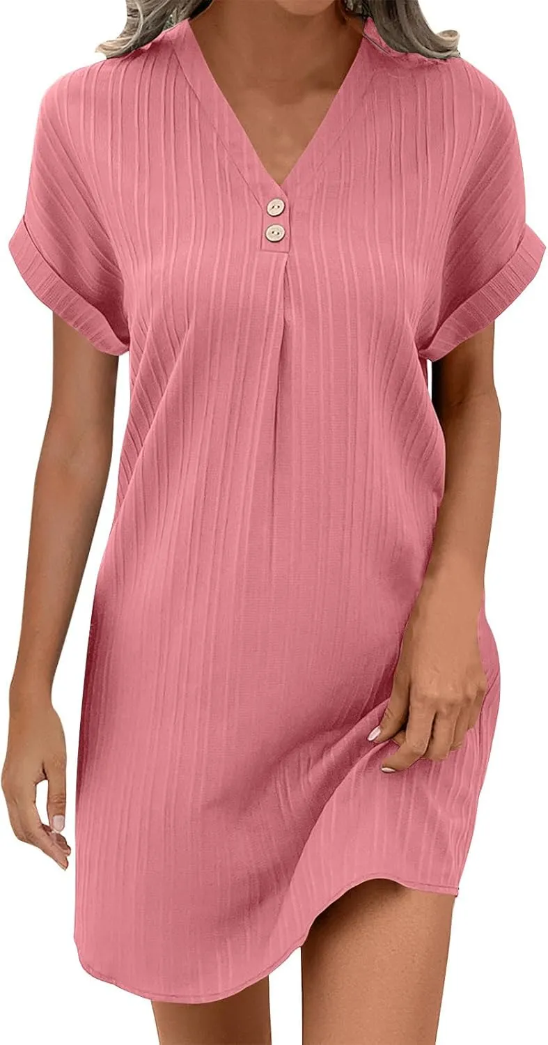 Dresses for Women Trendy Summer Short Sleeve Boho Travel Dresses Beach Wear Party Maxi Spring Vacation Dress