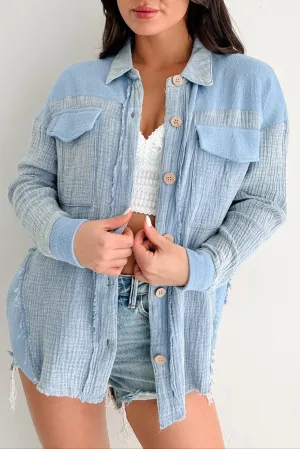 Winning Big Oversized Gauze Shacket (Denim) EcoCertified Textile Anti Static Cloth Blend