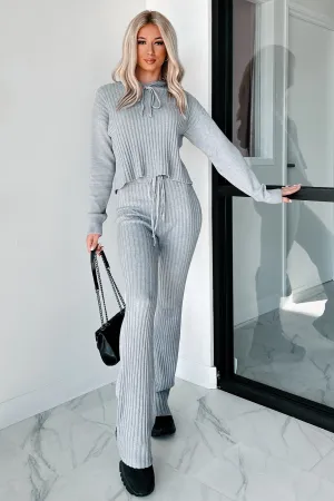 Drowsy Darling Sweater Knit Two-Piece Set (Heather Grey) Sun Protective Fabric VentilatedBack