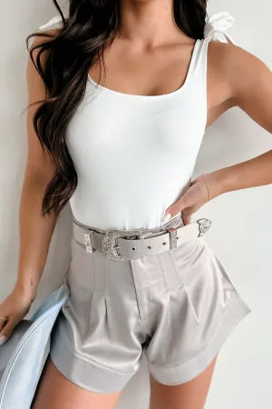 Born With Style Bow Detail Tank Bodysuit (Off White) Tear Resistant