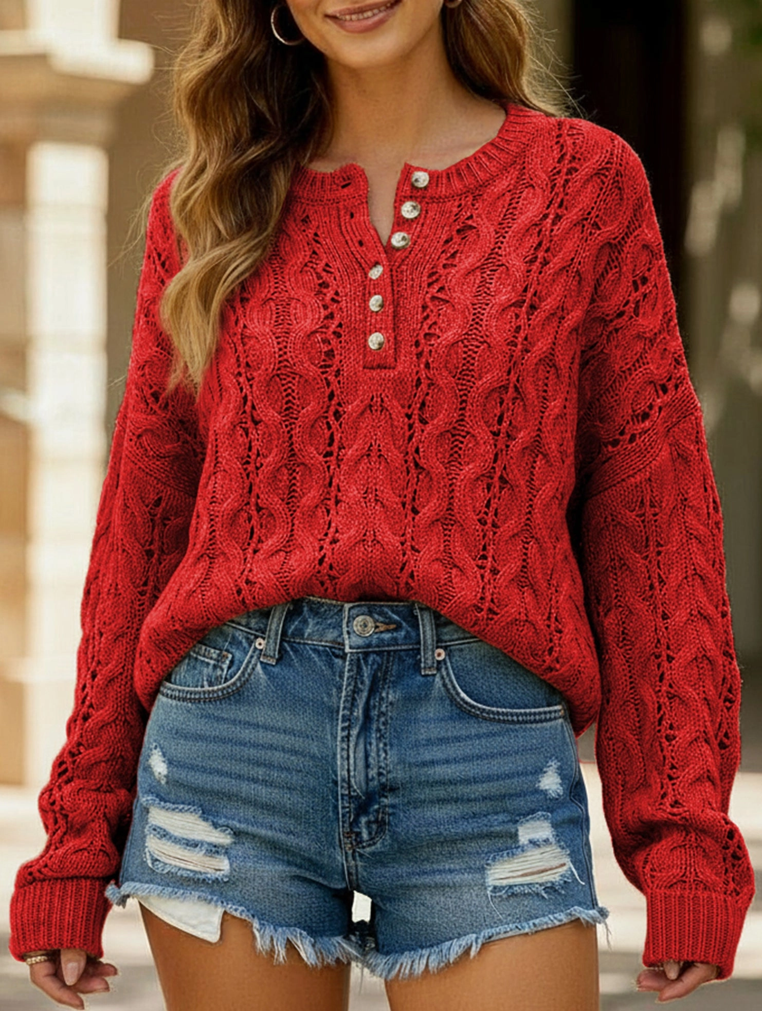Loose solid color pullover cropped sweater Comfort Cushion Neckline