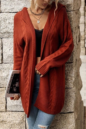 CABLE KNIT CASUAL HOODIE CARDIGAN HighStrength Threadwork Low Profile Stitching