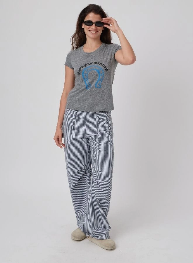 MAKE YOUR OWN LUCK TEE Ribbed Trim