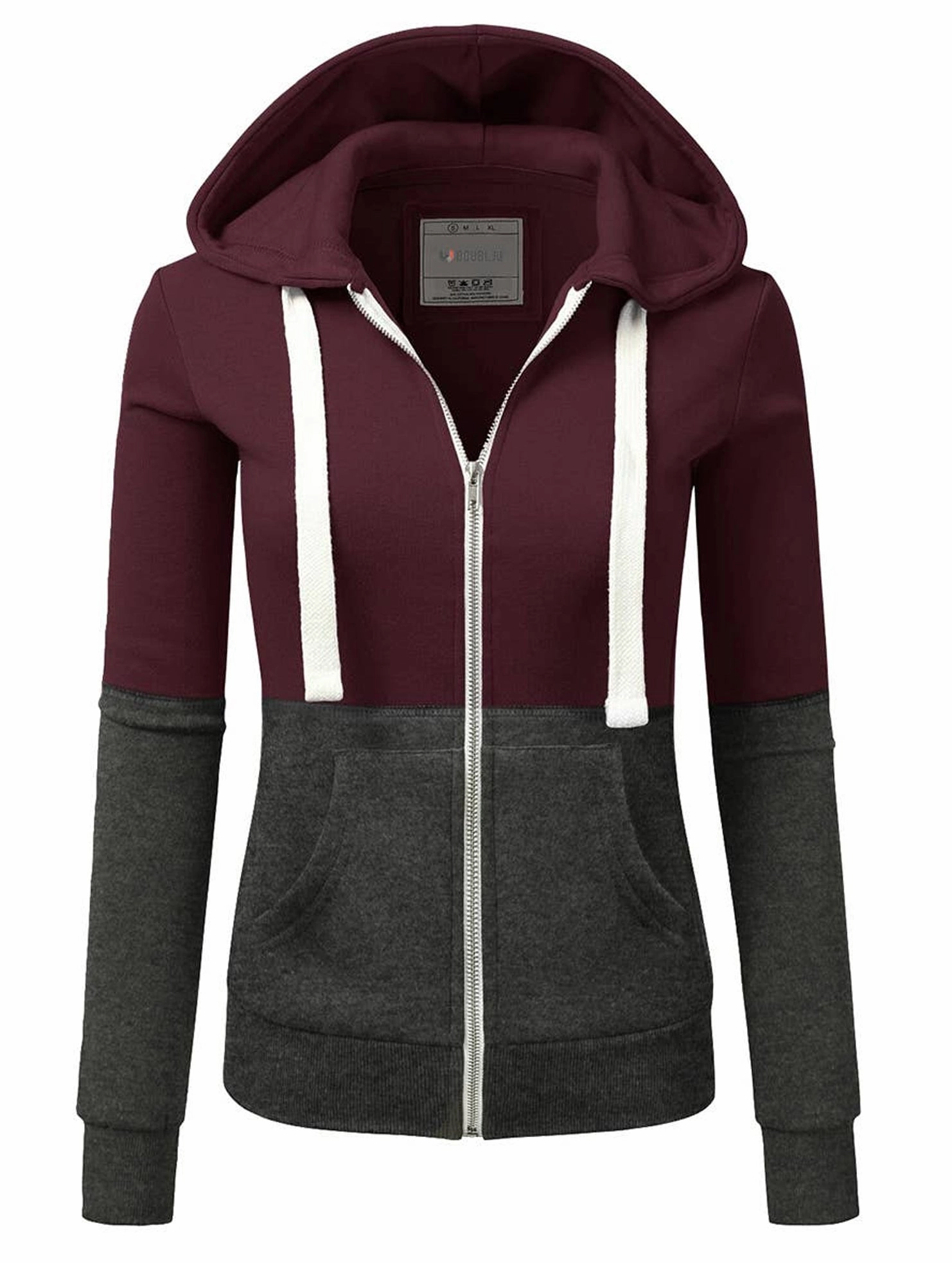 VNeck Style COLOR BLOCKING LONG SLEEVED HOODIE_CWOHOL422