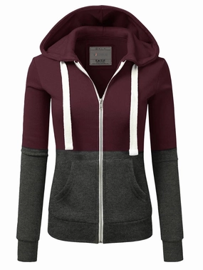 Fashionable Tank Low Profile Seaming COLOR BLOCKING LONG SLEEVED HOODIE_CWOHOL422