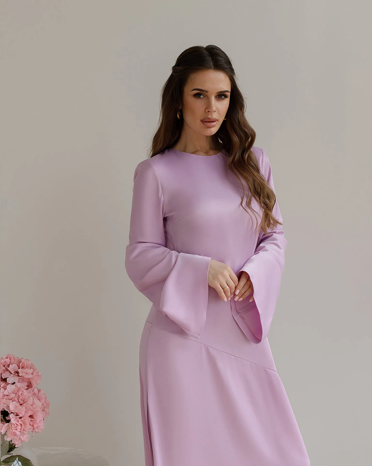 Dusty Pink Satin Backless Maxi Dress