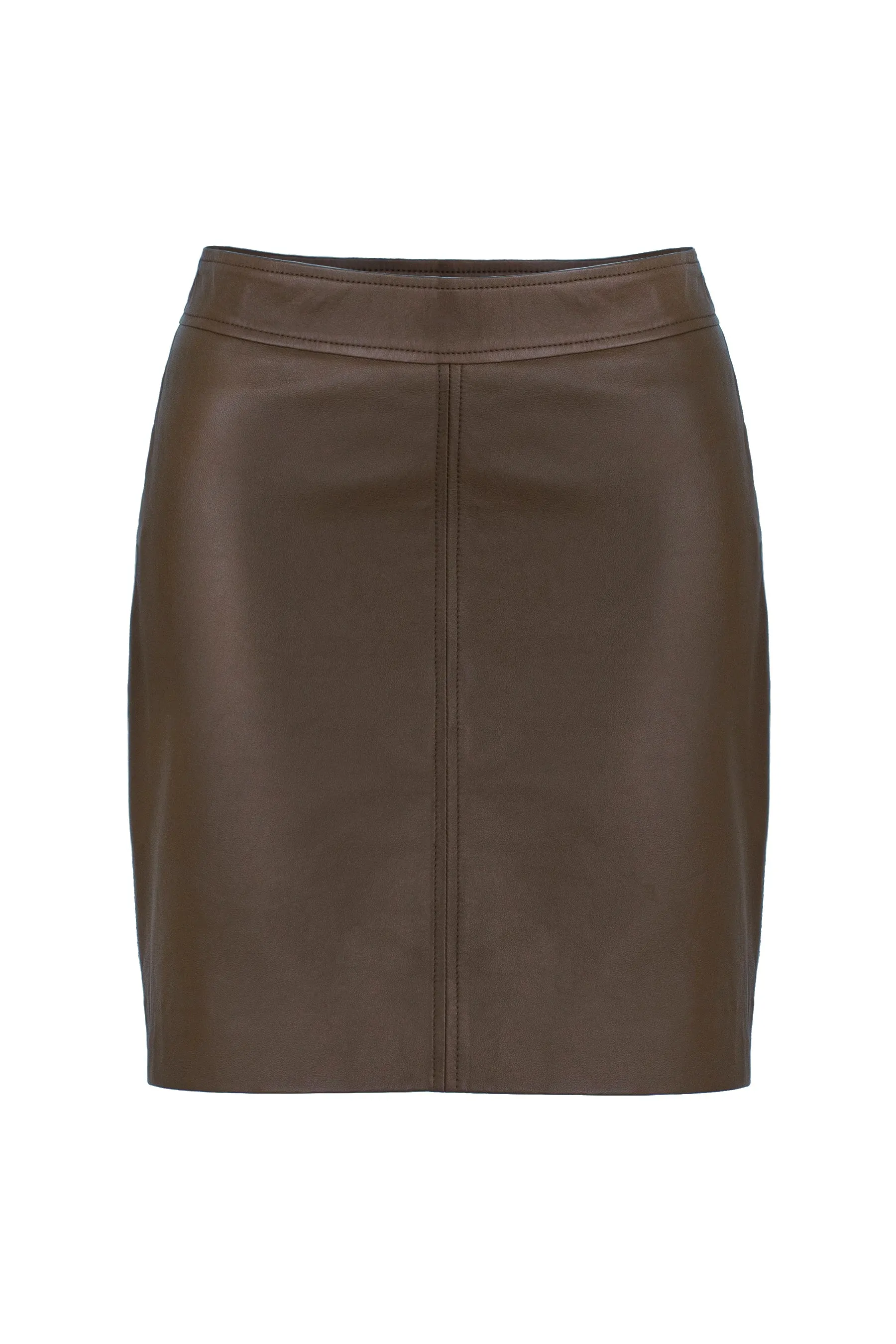 DYLAN LEATHER MINI SKIRT - CACAO CHOCOLATE
