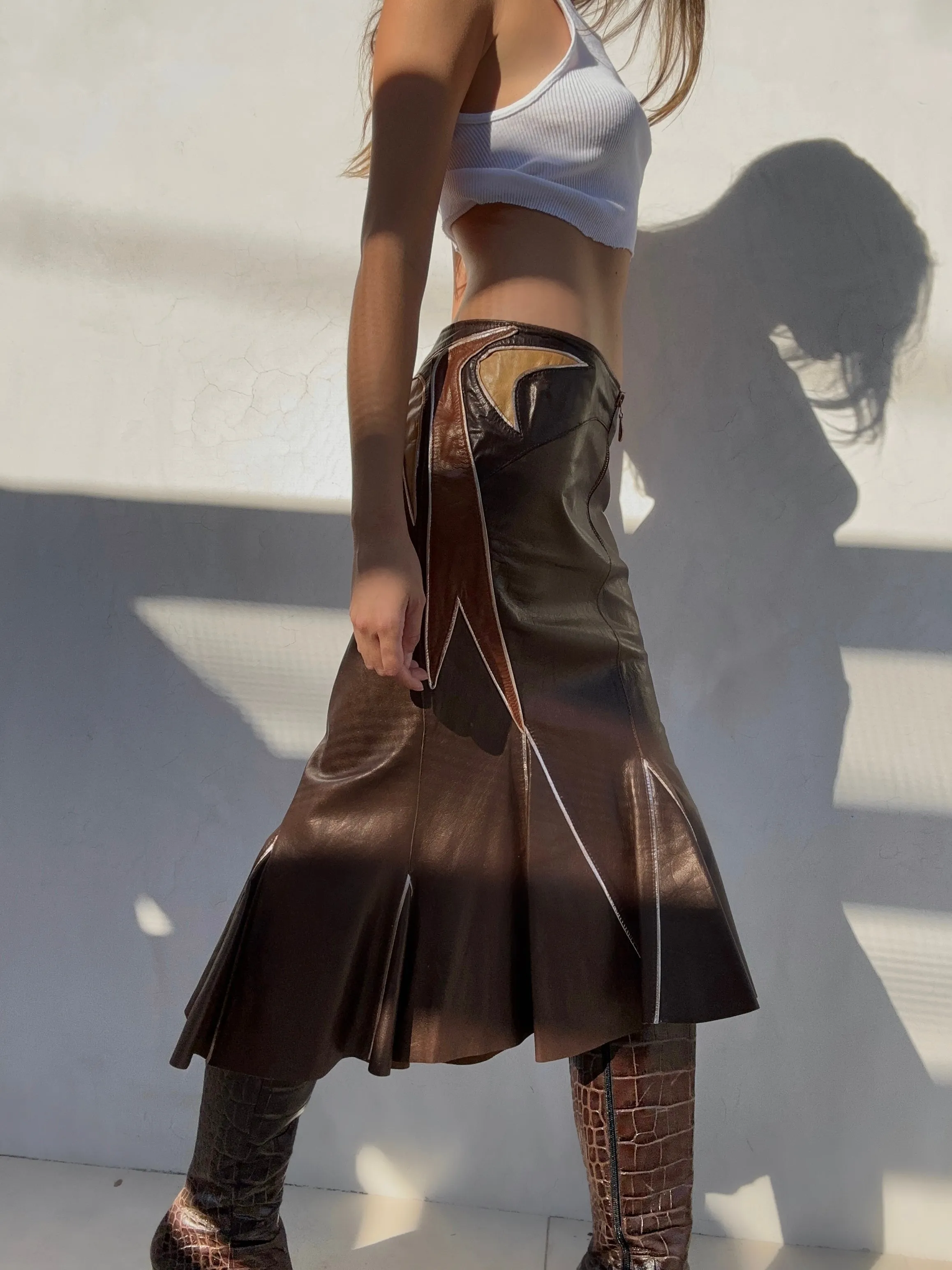 Early 2000's Roberto Cavalli Leather Skirt