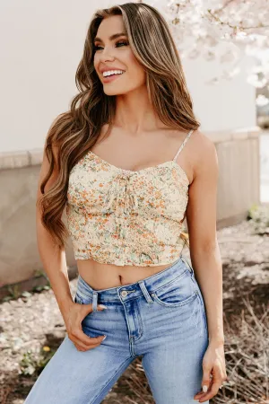 Compression Gradient OdorResistant Earthy Bliss Floral Tank Top (Lemon/Orange)