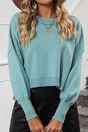 Ventilation Panel WOMEN RIBBED HEM FITTED SLEEVE KNIT JUMPER TOP