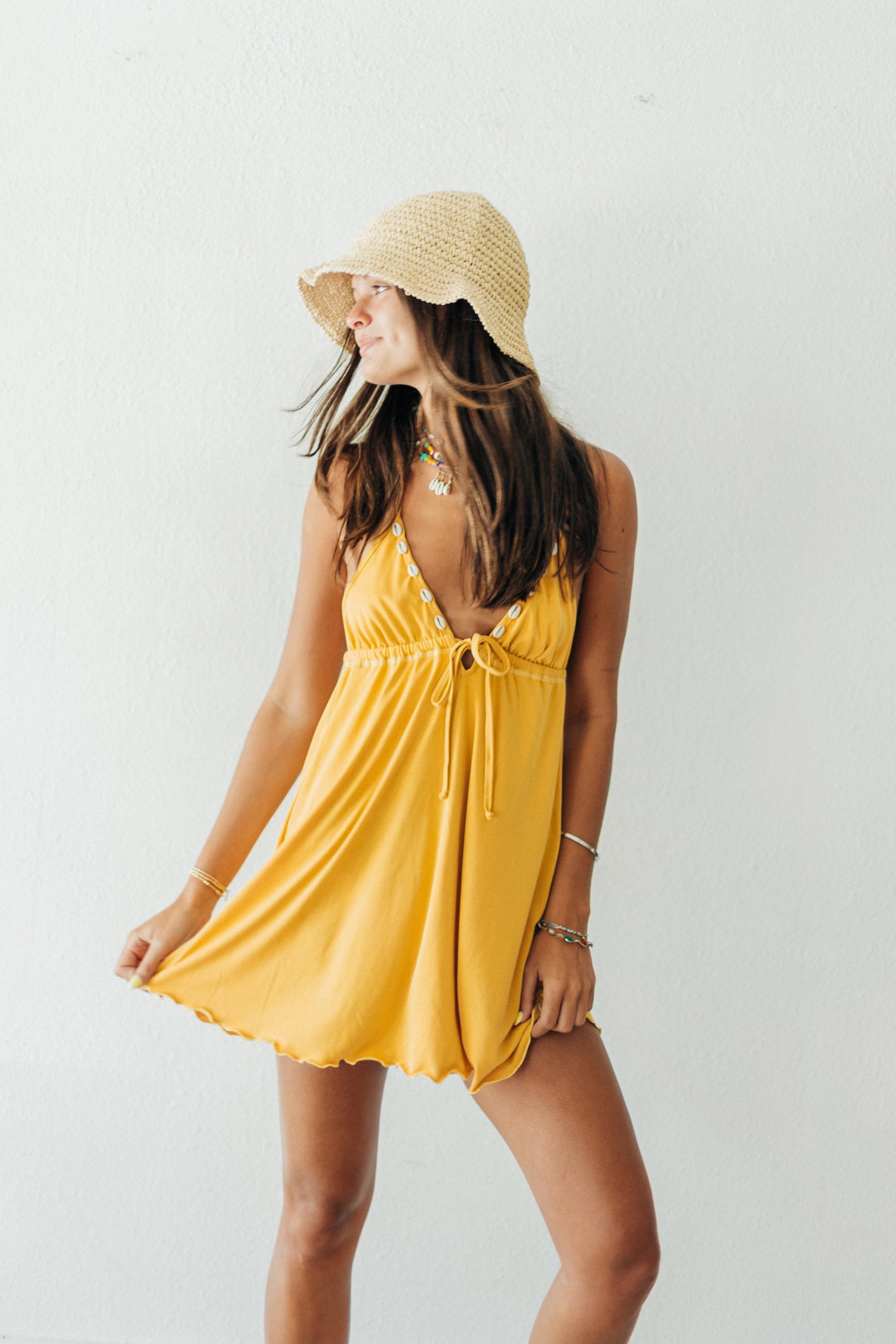 Yellow Tide Mini Dress Perfect for Travel