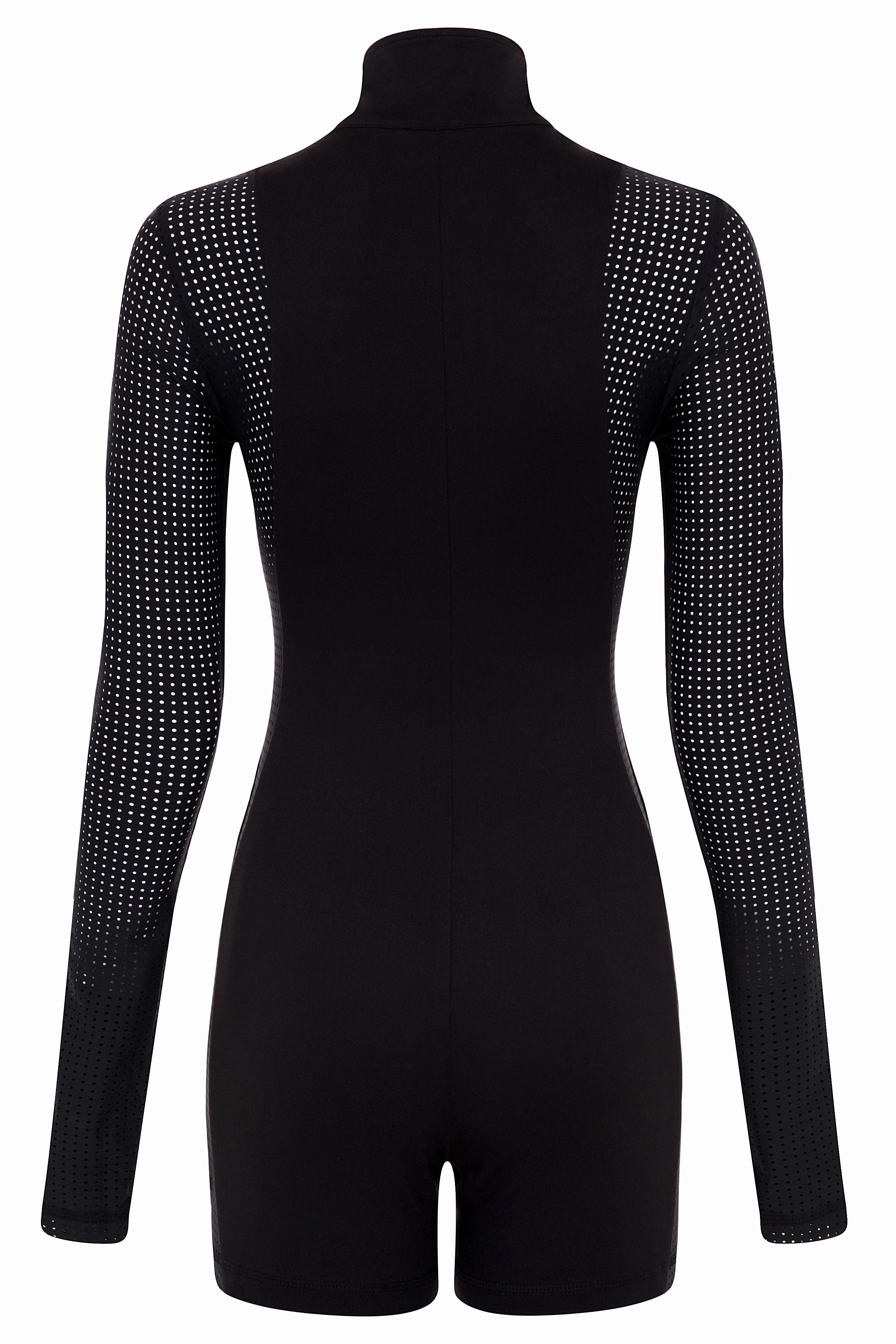 Music Couple Contour Long Sleeve Romper BLACK