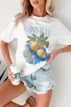 AntiStaticLining MeshVentilation "Saint-Jean" Lemon Graphic T-Shirt (Ivory)