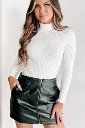 Beautiful Basic Turtleneck Bodysuit (Ivory) Hidden Zipper