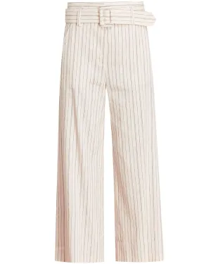 Ecru and Black Pinstriped Dexter Pant