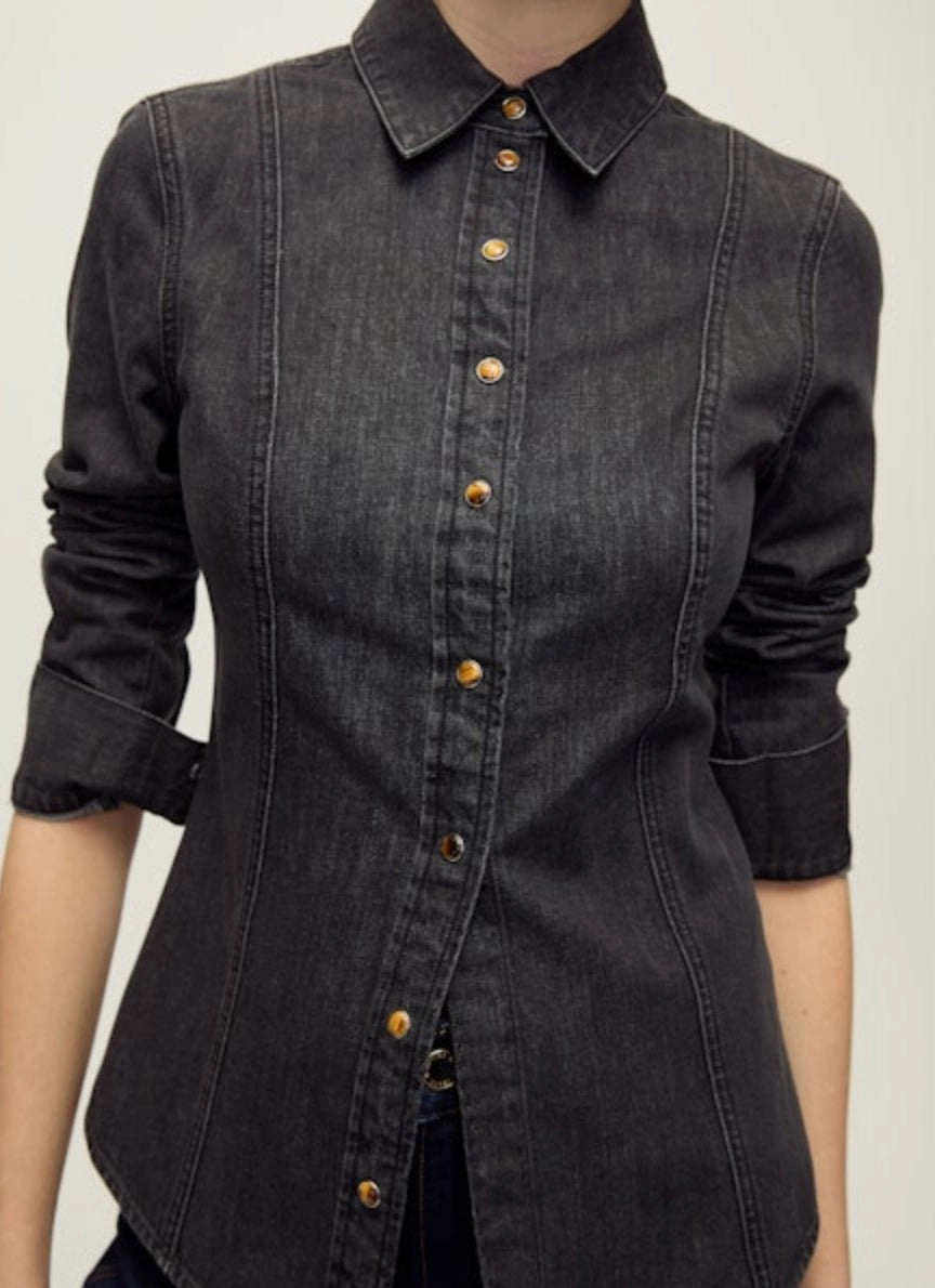 Stretchy Top Eddie Shirt Washed Onyx