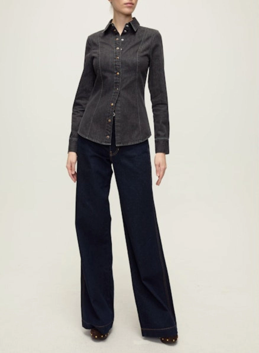 Stretch Fit Top Eddie Shirt Washed Onyx