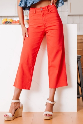 Eddie Tummy Control Wide Crop Judy Blue Jeans (Red) Body-Hugging Fit High Quality Material