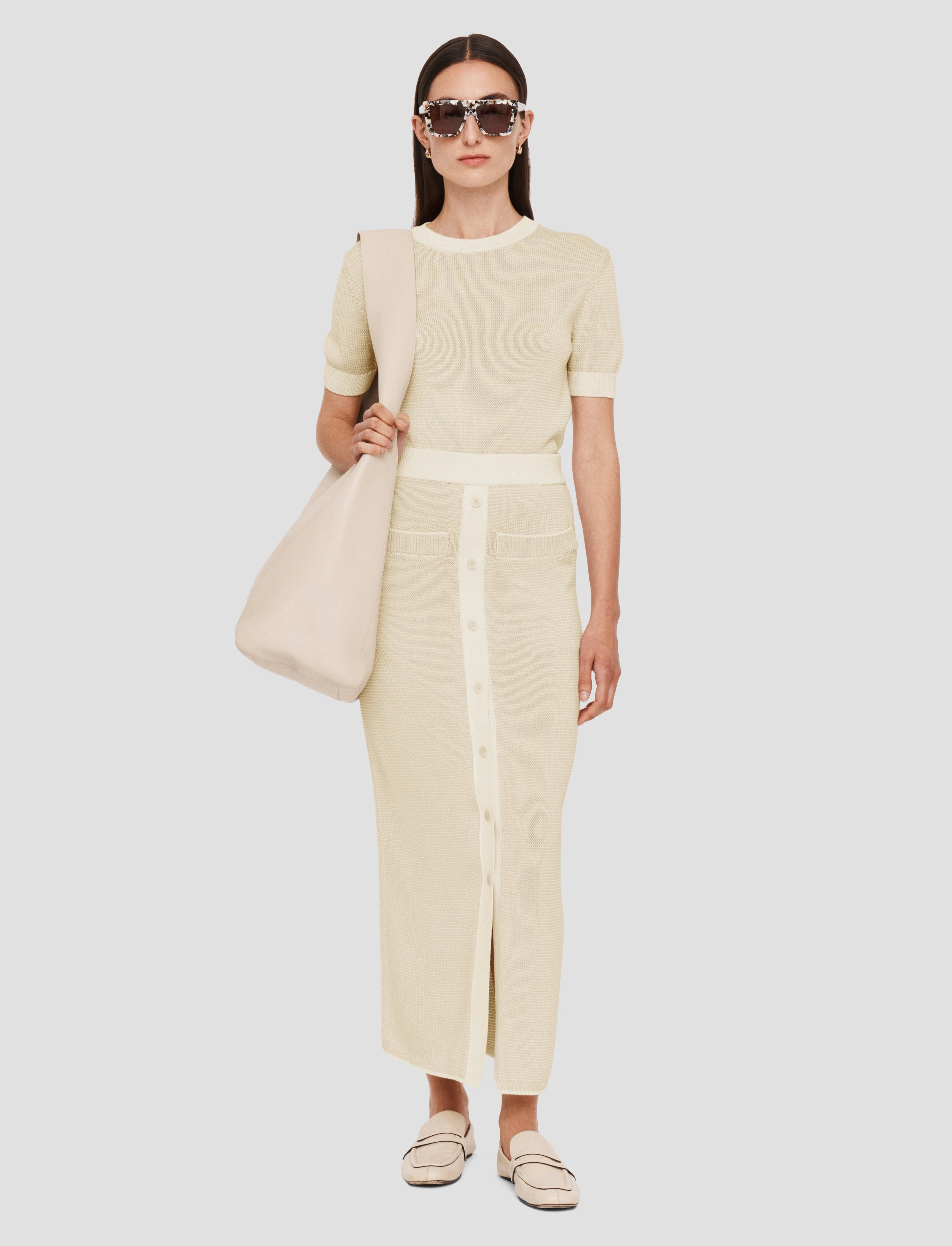 Split hem Spring Must Have Micro Stripe Knit Skirt