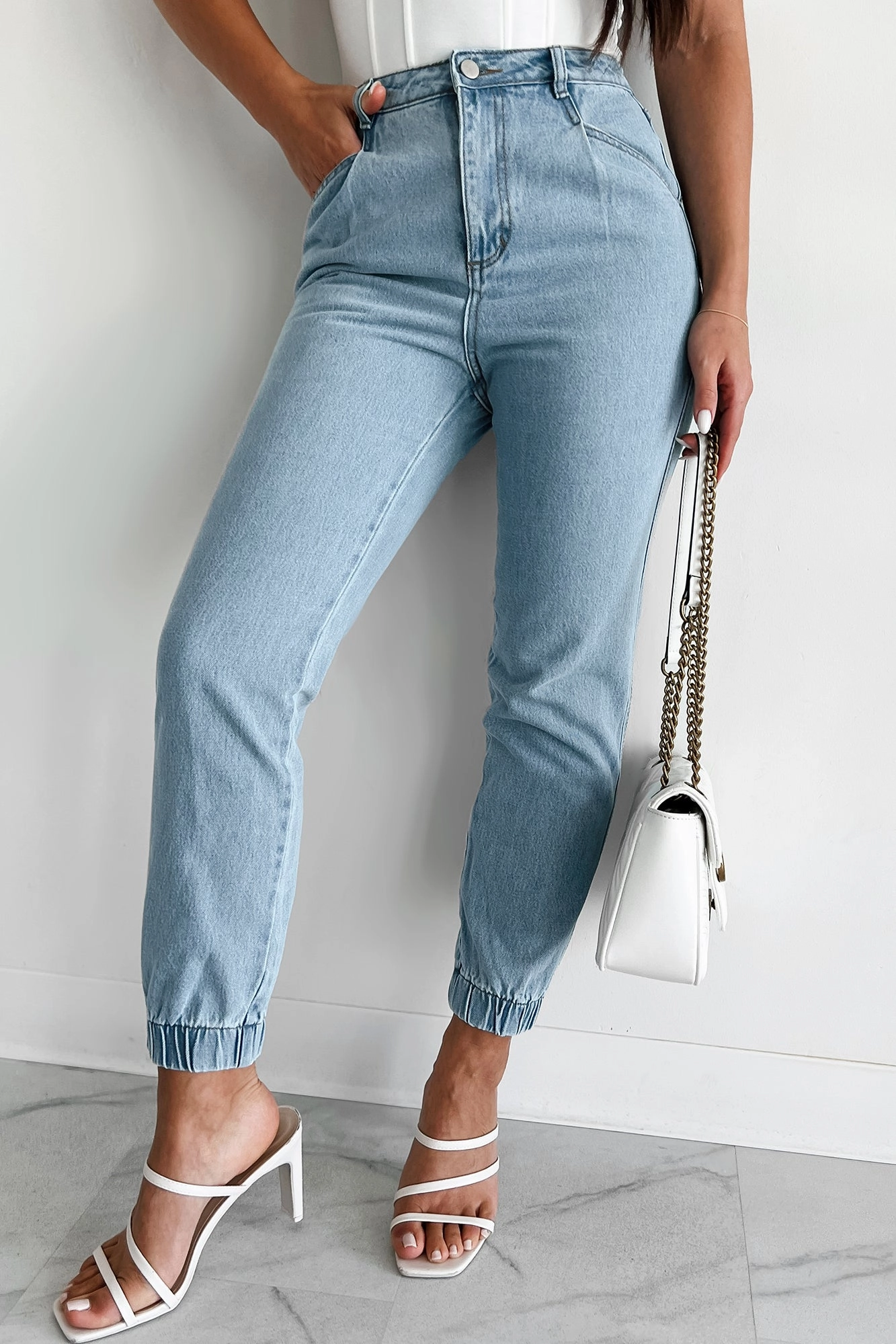 Edison Elastic Cuff Jogger Jeans (Light Denim) Daily Musthave Daily Essentials
