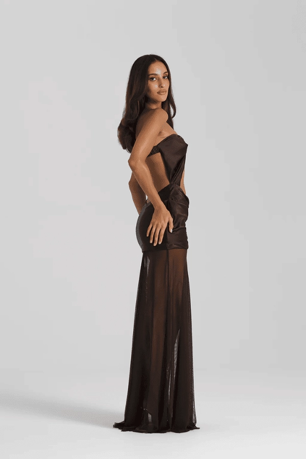 Julietta Dress Espresso Fit Focused Floor-Length