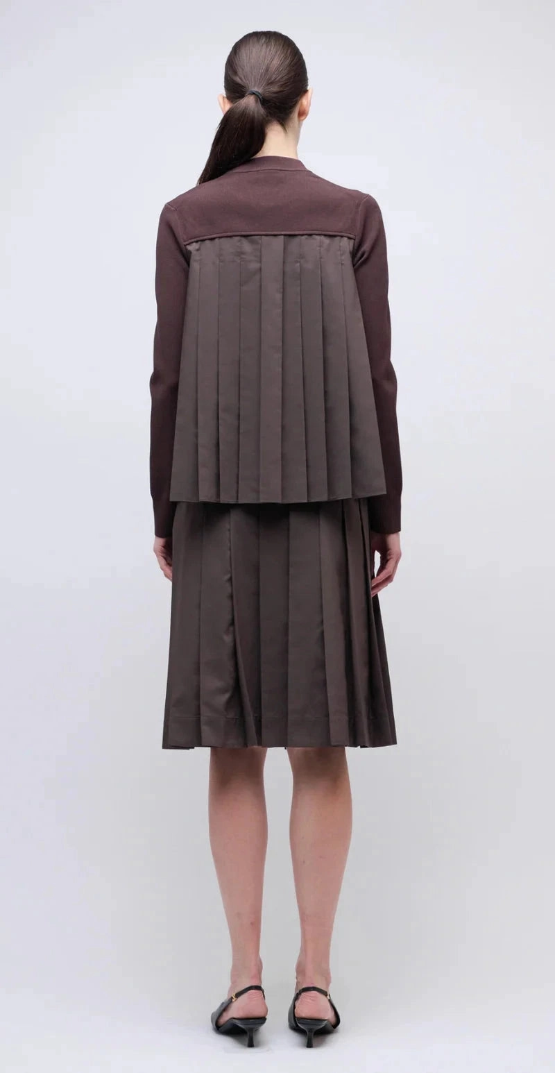 Sleeveless Tee Simple Pullover Elanore Pleated Top Chocolate
