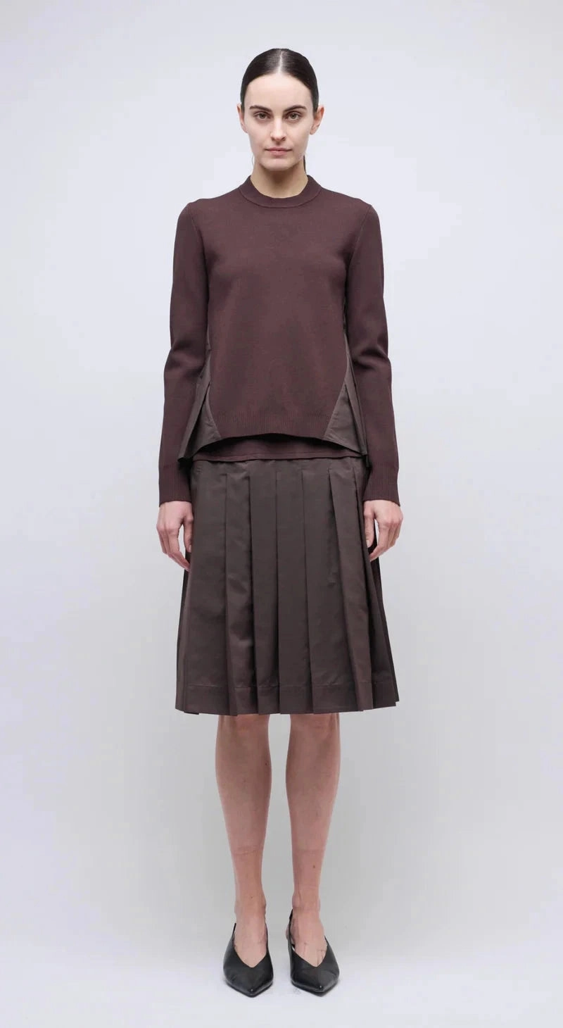 Elanore Pleated Top Chocolate Breathable Material Garment Dyed Finish