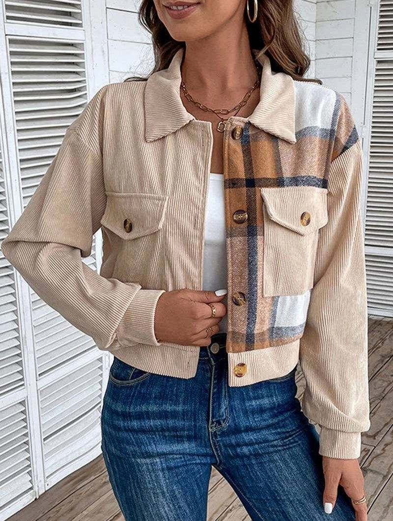 COLOR BLOCKING LONG SLEEVED LAPEL JACKET_CWOJA0767 ReinforcedEdges