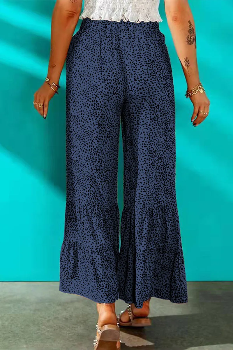 Elegant Printing Loose Mid Waist Wide Leg Full Print Bottoms(7 Colors)