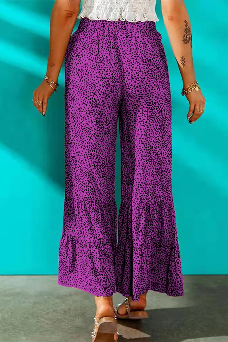 Elegant Printing Loose Mid Waist Wide Leg Full Print Bottoms(7 Colors)