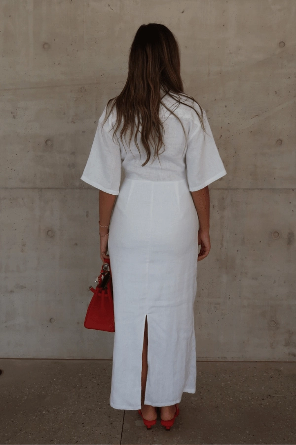 Grace Walk Spring-Season Lefka Midi Dress White